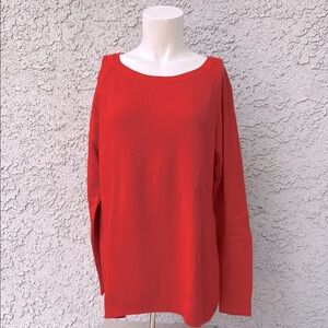 Talbots Red Crew Neck Sweater Ribbed Knitted Vintage Holiday Winter Large